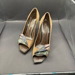 Louis Vuitton Suede Peep Toe Pumps